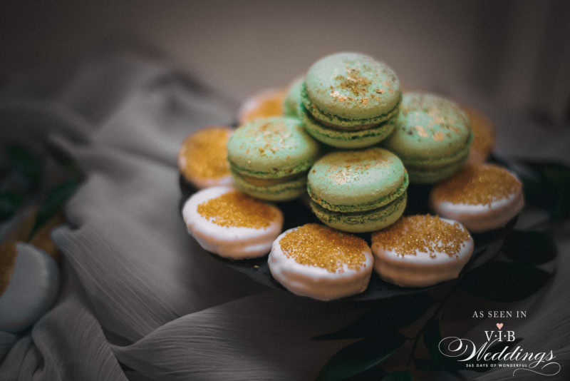 Green & Gold Macarons by High Tea Bakery